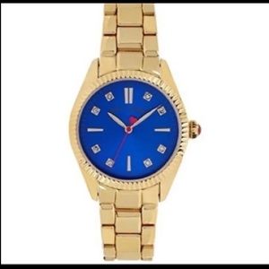 Gold/Royal Blue Betsy Johnson watch (NEEDS BATTERY PRICE REFLECTS)